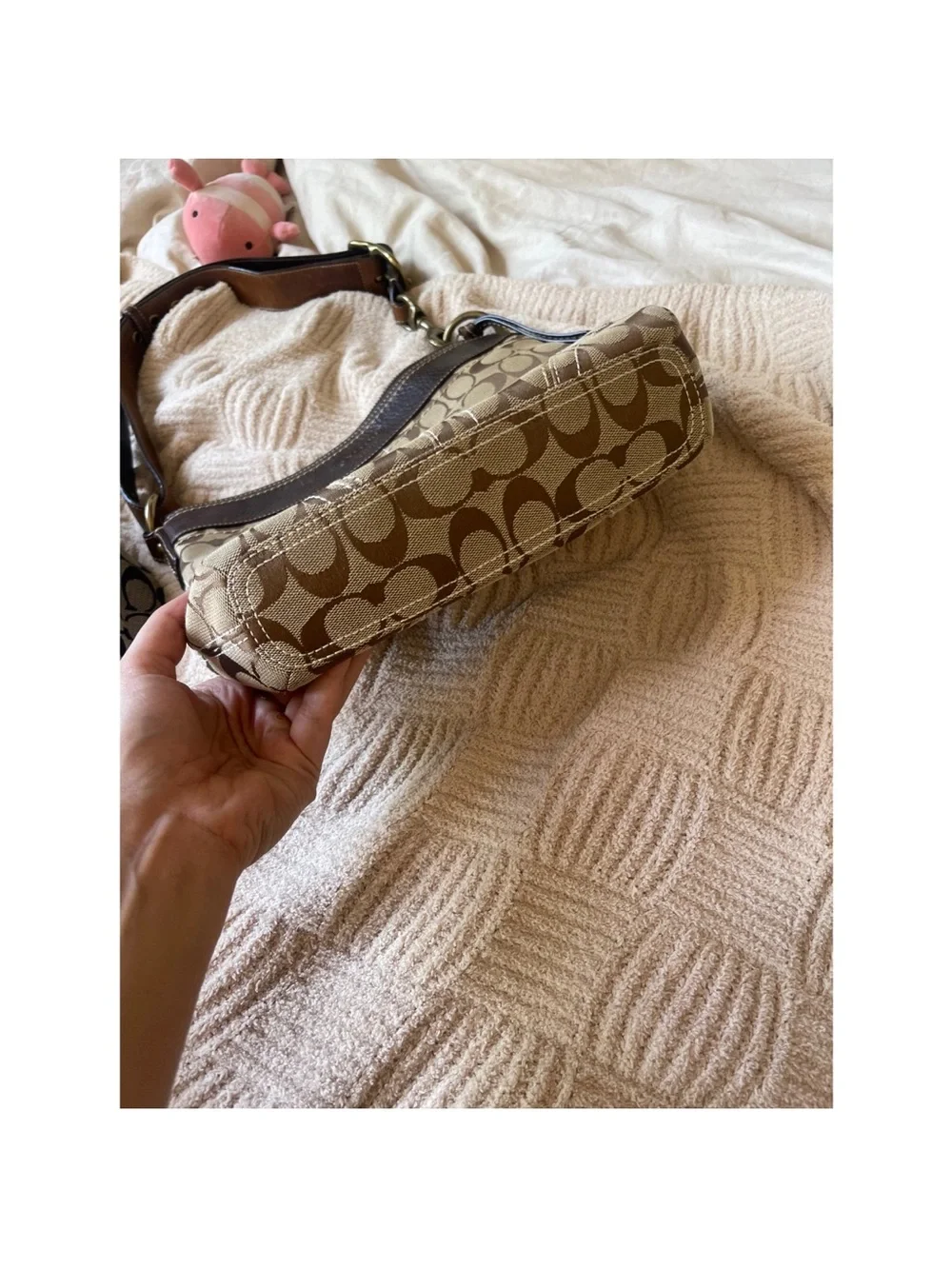Coach Brown Signature Monogram Crossbody Shoulder Bag